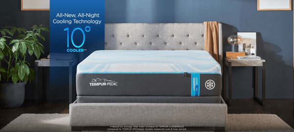 "Vista lateral del Colchón TEMPUR-LuxeBreeze 2.0 Suave mostrando las 13 pulgadas de profundidad y la tecnología de enfriamiento"